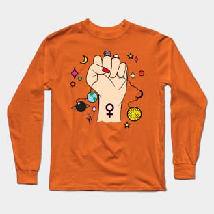 Women with Universe in Hands Long Sleeve T-Shirt